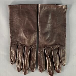 SERMONETA Size 6.5 Brown Leather Silk Lined Gloves